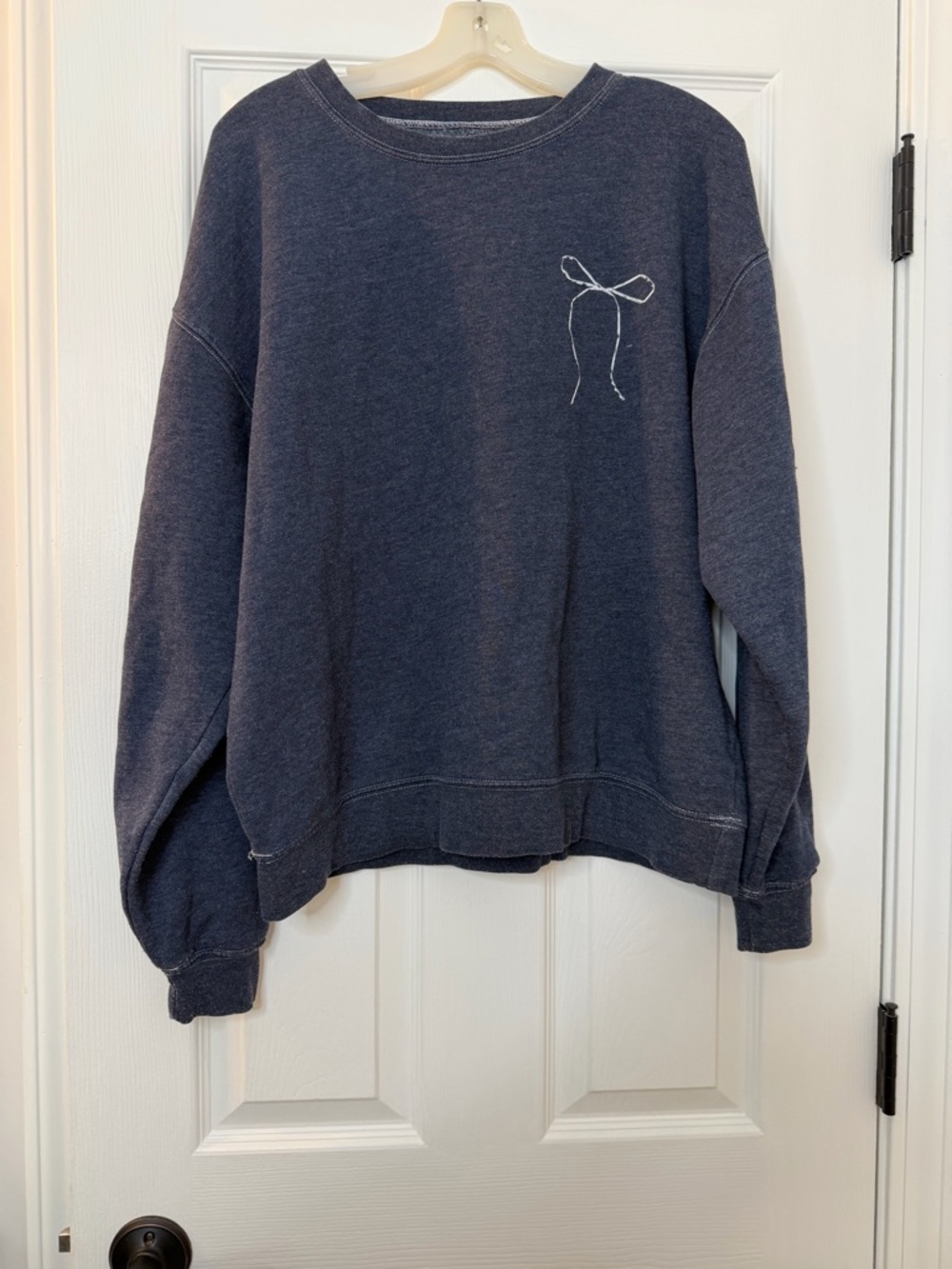 Women's Navy Sweatshirt with Delicate Bow detail
